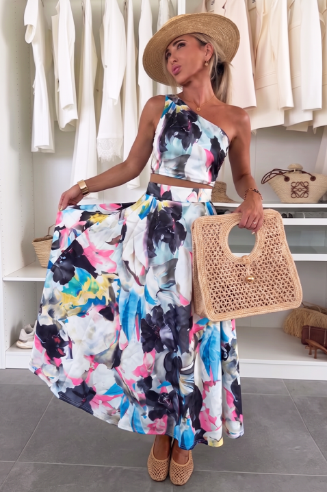 Set floral de damă cu un umăr și fustă elegantă LENORE SKY, Culoare: multicolor, IVET.RO - Reduceri de până la -80%