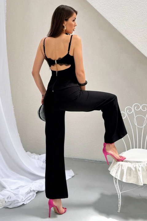 Set elegant de damă cu spate accentuat și detalii din dantelă MOREZIA BLACK, Culoare: negru, IVET.RO - Reduceri de până la -80%