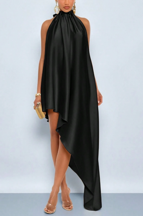 Rochie de seară cu tiv asimetric ARELI BLACK, Culoare: negru, IVET.RO - Reduceri de până la -80%
