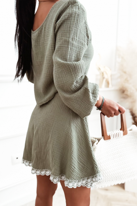 Set damă cu mânecă lungă și fustă mini ABILENE KHAKI, Culoare: khaki, IVET.RO - Reduceri de până la -80%