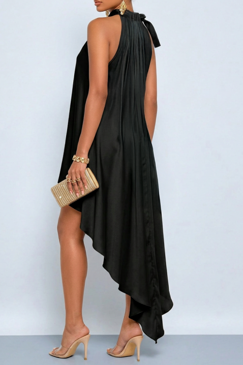 Rochie de seară cu tiv asimetric ARELI BLACK, Culoare: negru, IVET.RO - Reduceri de până la -80%