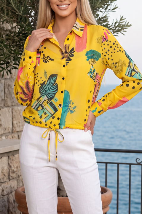 Cămașă de damă de vară cu tropical print și talie reglabilă LUMENIA YELLOW, Culoare: galben, IVET.RO - Reduceri de până la -80%