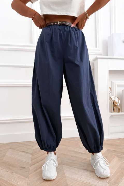 Pantaloni lejeri din bumbac pentru femei cu manșete elastice CHEROSIA NAVY, Culoare: bleumarin, IVET.RO - Reduceri de până la -80%