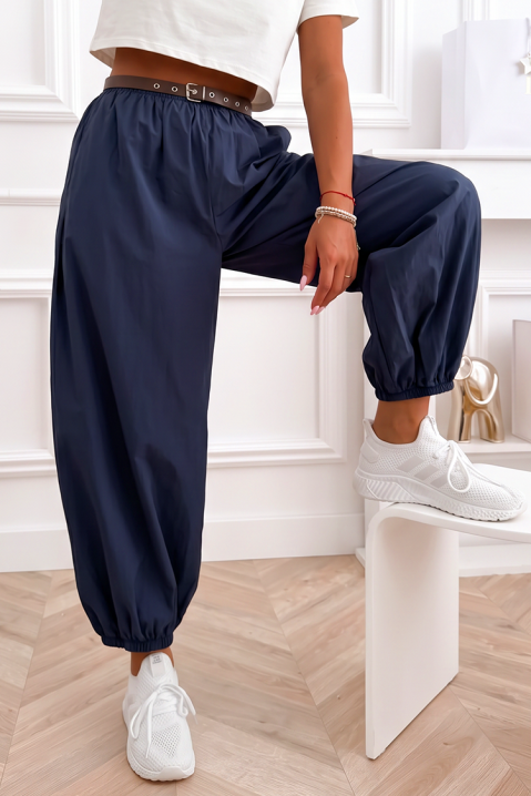 Pantaloni lejeri din bumbac pentru femei cu manșete elastice CHEROSIA NAVY, Culoare: bleumarin, IVET.RO - Reduceri de până la -80%