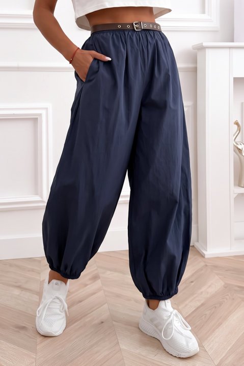 Pantaloni lejeri din bumbac pentru femei cu manșete elastice CHEROSIA NAVY, Culoare: bleumarin, IVET.RO - Reduceri de până la -80%