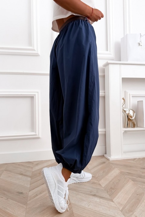 Pantaloni lejeri din bumbac pentru femei cu manșete elastice CHEROSIA NAVY, Culoare: bleumarin, IVET.RO - Reduceri de până la -80%