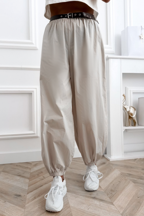 Pantaloni damă lejeri din bumbac cu manșete elastice CHEROSIA ECRU, Culoare: ecru, IVET.RO - Reduceri de până la -80%