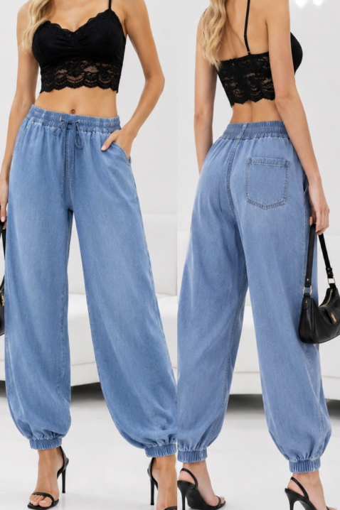 Joggeri din denim stilizați cu talie elastică și croială perfectă LEMASIANA, Culoare: denim, IVET.RO - Reduceri de până la -80%