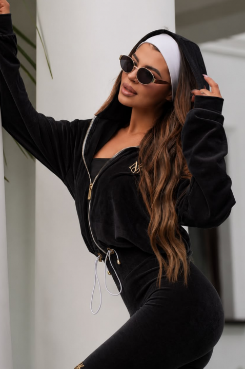 Set sport din două piese cu hanorac scurt și colanți biker CORSENIA BLACK, Culoare: negru, IVET.RO - Reduceri de până la -80%