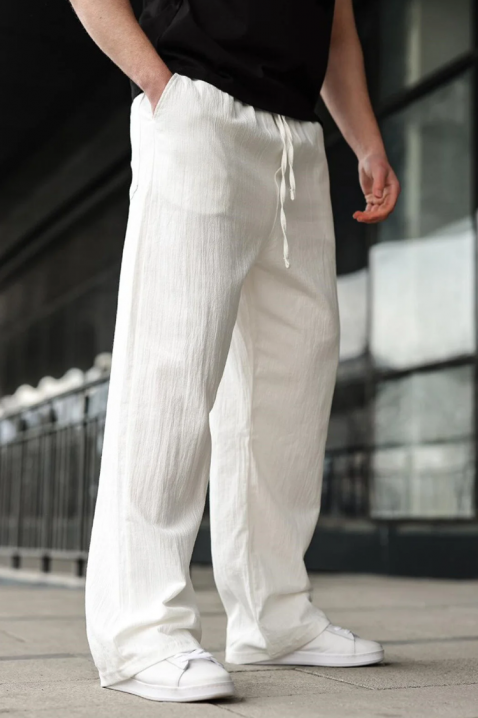 Pantaloni bărbătești lejeri cu talie elastică și croială dreaptă VAREZIO WHITE, Culoare: alb, IVET.RO - Reduceri de până la -80%