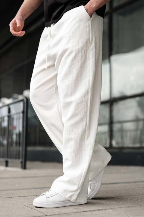 Pantaloni bărbătești lejeri cu talie elastică și croială dreaptă VAREZIO WHITE, Culoare: alb, IVET.RO - Reduceri de până la -80%