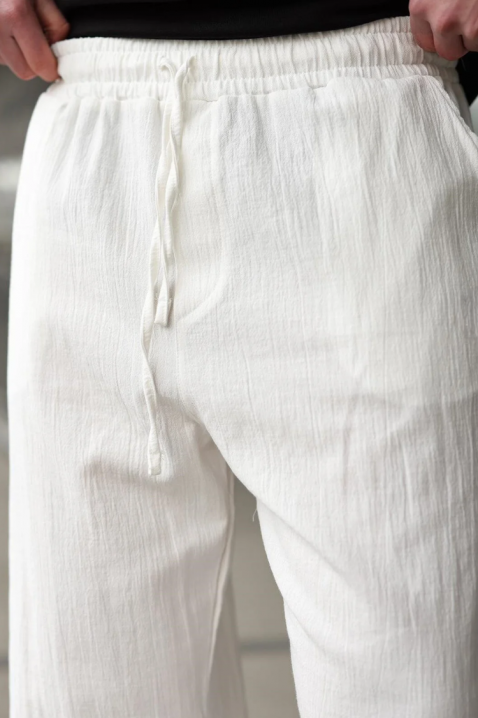 Pantaloni bărbătești lejeri cu talie elastică și croială dreaptă VAREZIO WHITE, Culoare: alb, IVET.RO - Reduceri de până la -80%
