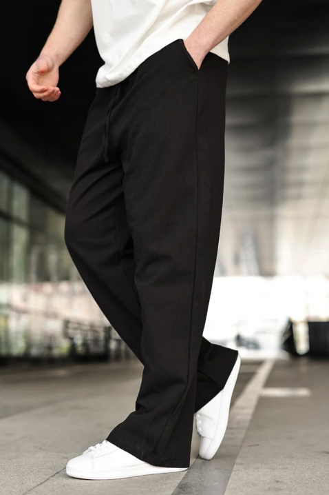 Pantaloni bărbătești lejeri cu talie elastică și croială dreaptă VAREZIO BLACK, Culoare: negru, IVET.RO - Reduceri de până la -80%