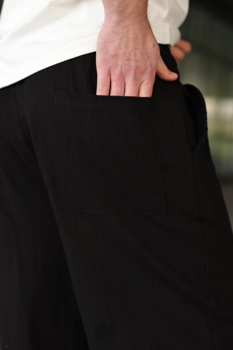 Pantaloni bărbătești lejeri cu talie elastică și croială dreaptă VAREZIO BLACK, Culoare: negru, IVET.RO - Reduceri de până la -80%