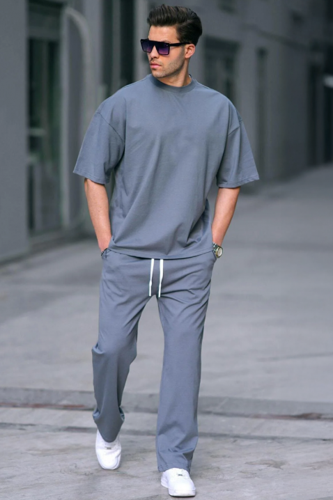 Set bărbătesc casual din două piese cu tricou și pantaloni lejeri FARMOLSO, Culoare: gri, IVET.RO - Reduceri de până la -80%