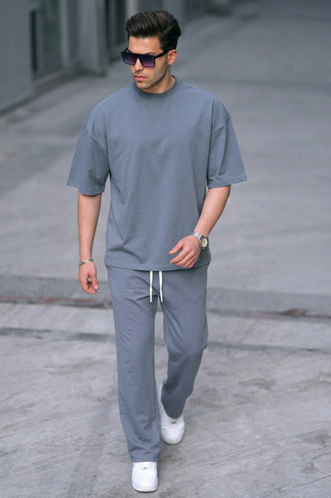 Set bărbătesc casual din două piese cu tricou și pantaloni lejeri FARMOLSO, Culoare: gri, IVET.RO - Reduceri de până la -80%
