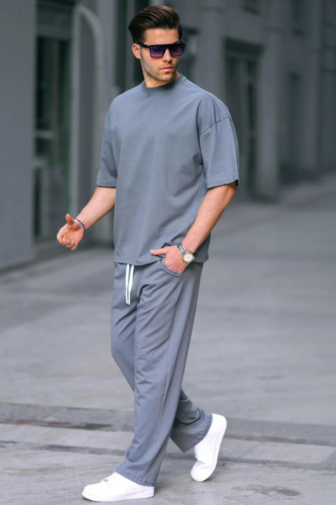 Set bărbătesc casual din două piese cu tricou și pantaloni lejeri FARMOLSO, Culoare: gri, IVET.RO - Reduceri de până la -80%