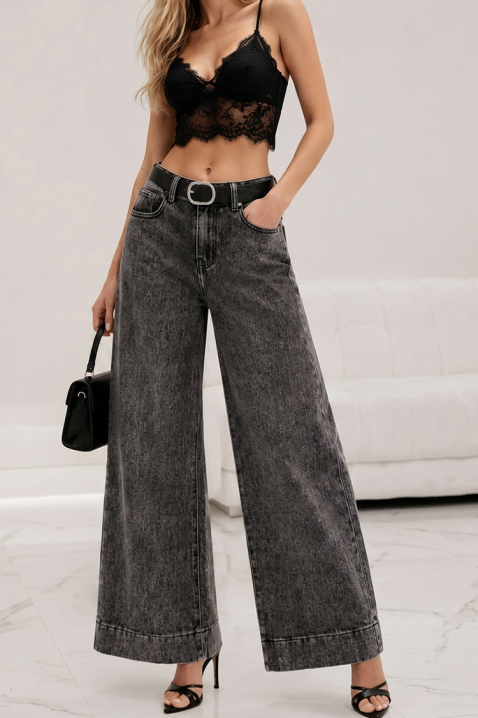 Blugi damă evazați cu talie înaltă din denim închis LERENE, Culoare: denim, IVET.RO - Reduceri de până la -80%