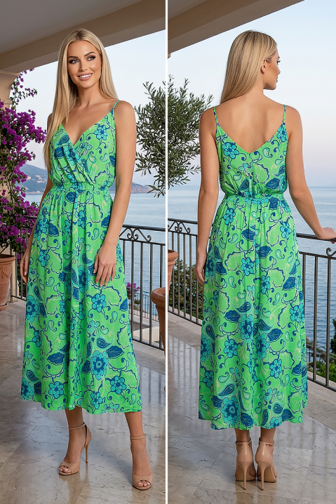 Rochie de vară cu imprimeu floral și bretele subțiri FINLINA GREEN, Culoare: multicolor, IVET.RO - Reduceri de până la -80%