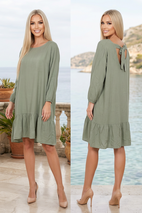 Rochie lejeră cu volan și fundă la spate IDYANA KHAKI, Culoare: khaki, IVET.RO - Reduceri de până la -80%