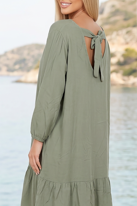 Rochie lejeră cu volan și fundă la spate IDYANA KHAKI, Culoare: khaki, IVET.RO - Reduceri de până la -80%