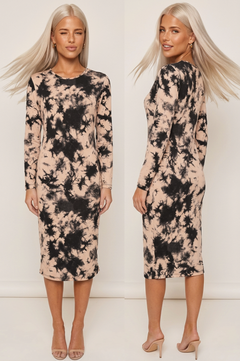 Rochie midi cu imprimeu spectaculos și croială ajustată SEVERANA MOCHA, Culoare: mocca, IVET.RO - Reduceri de până la -80%