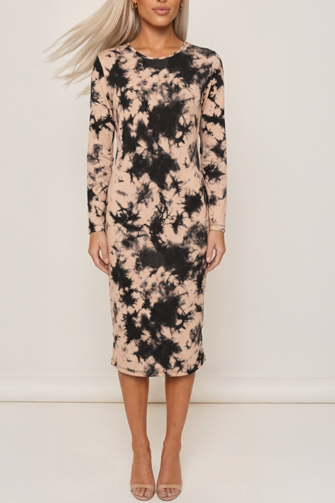 Rochie midi cu imprimeu spectaculos și croială ajustată SEVERANA MOCHA, Culoare: mocca, IVET.RO - Reduceri de până la -80%