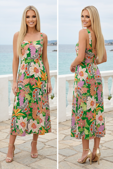 Rochie maxi cu imprimeu tropical și bretele late TROPIKANA GREEN, Culoare: verde, IVET.RO - Reduceri de până la -80%