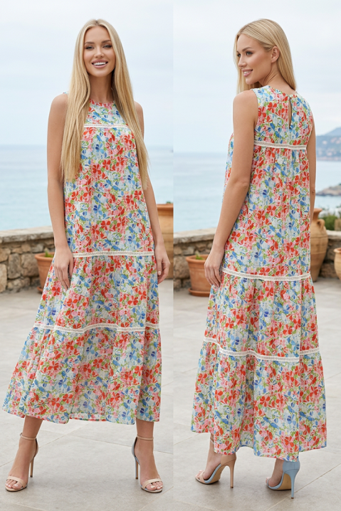 Rochie maxi lejeră cu imprimeu floral și benzi ajurate NEROLISA BLUE, Culoare: multicolor, IVET.RO - Reduceri de până la -80%