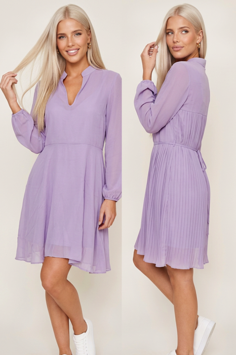 Rochie scurtă vaporoasă cu detalii plisate GLEMIA LILA, Culoare: lila, IVET.RO - Reduceri de până la -80%