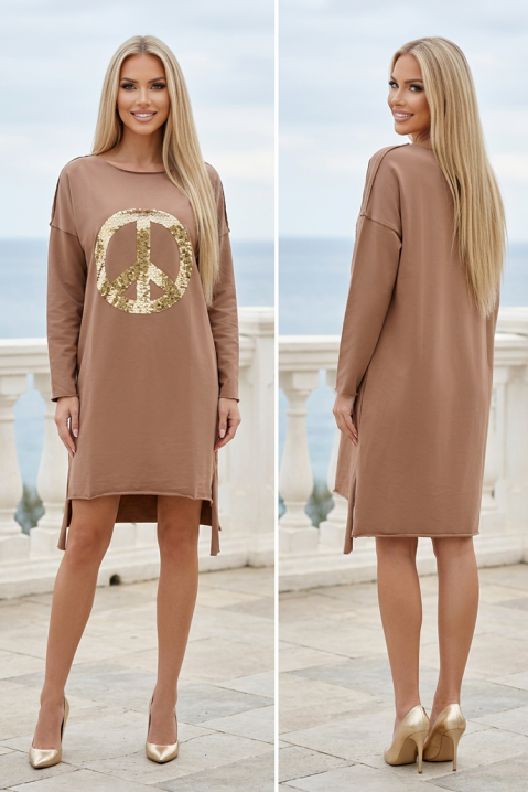 Rochie lejeră sport-elegantă asimetrică cu paiete VASIANA BEIGE, Culoare: bej, IVET.RO - Reduceri de până la -80%