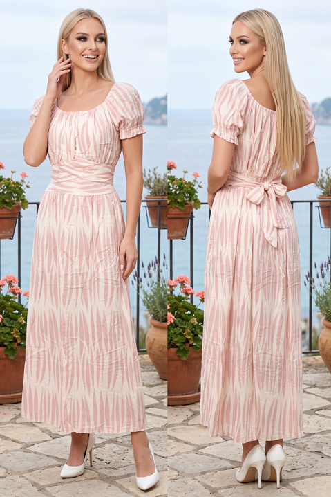 Rochie maxi cu mâneci bufante și imprimeu artistic SOREVITA PINK, Culoare: roz, IVET.RO - Reduceri de până la -80%