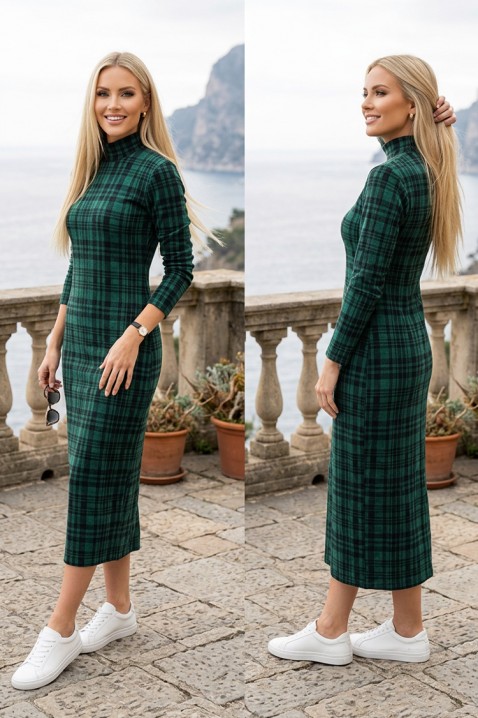 Rochie midi elegantă cu accent în carouri VANORIA GREEN, Culoare: verde, IVET.RO - Reduceri de până la -80%