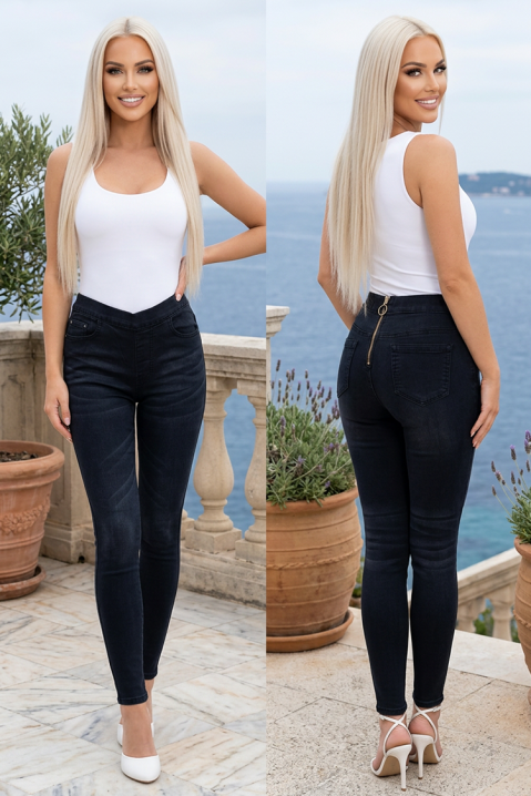 Blugi damă cu talie înaltă și fermoar spectaculos PRUDANS BLACK, Culoare: denim, IVET.RO - Reduceri de până la -80%