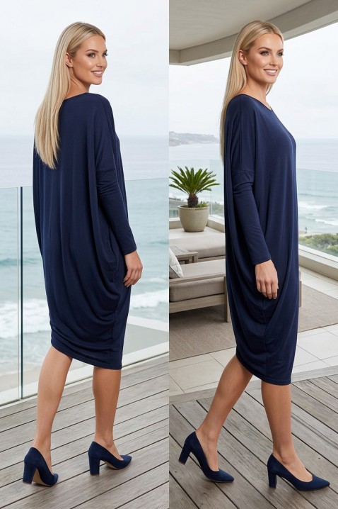 Rochie midi lejeră cu croială oversize și mâneci lungi IMERINIA NAVY, Culoare: bleumarin, IVET.RO - Reduceri de până la -80%