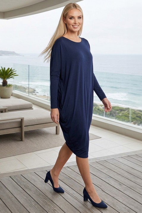 Rochie midi lejeră cu croială oversize și mâneci lungi IMERINIA NAVY, Culoare: bleumarin, IVET.RO - Reduceri de până la -80%