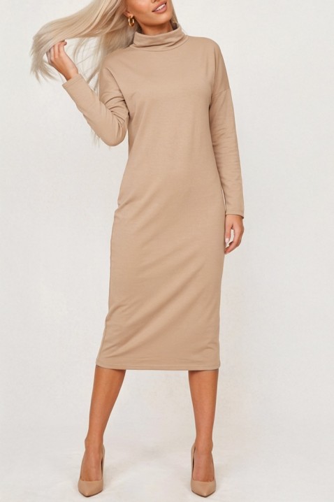 rochie midi simplă cu croială dreaptă lejeră și guler înalt CORSAVENA BLACK