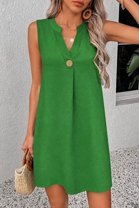Rochie scurtă cu croială lejeră și decolteu în V cu nasture decorativ TAILORNIA GREEN, Culoare: verde, IVET.RO - Reduceri de până la -80%