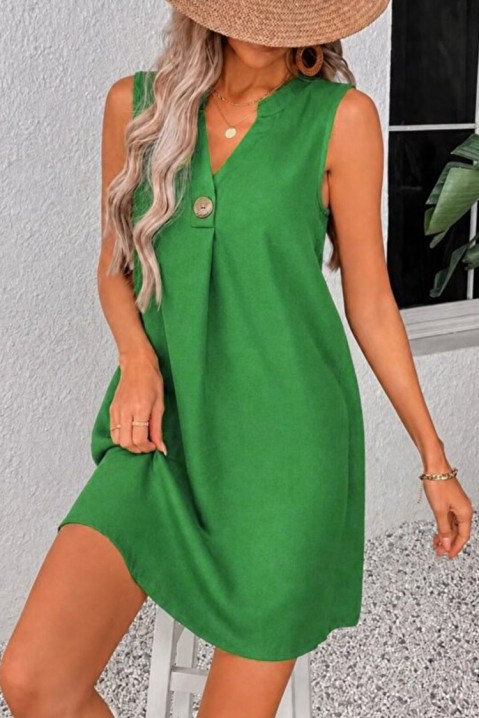 Rochie scurtă cu croială lejeră și decolteu în V cu nasture decorativ TAILORNIA GREEN, Culoare: verde, IVET.RO - Reduceri de până la -80%