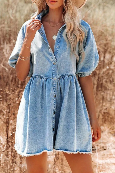 Rochie scurtă de vară din denim, cu nasturi pe toată lungimea OLBIA, Culoare: denim, IVET.RO - Reduceri de până la -80%
