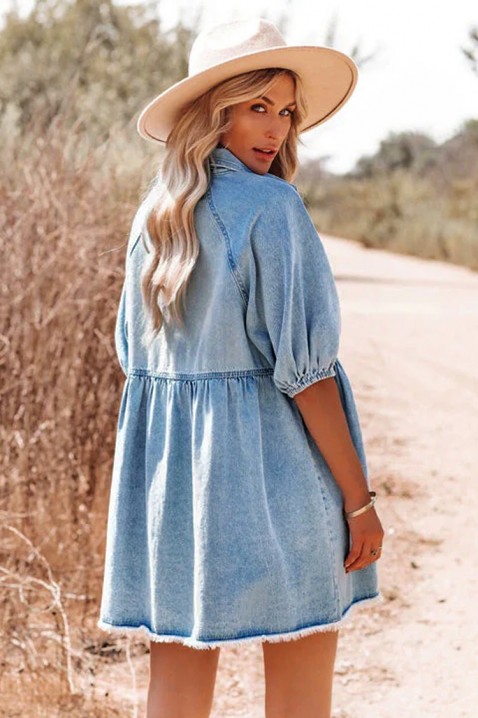 Rochie scurtă de vară din denim, cu nasturi pe toată lungimea OLBIA, Culoare: denim, IVET.RO - Reduceri de până la -80%