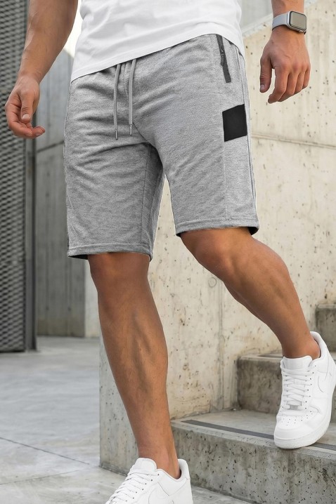 Pantaloni scurți sport pentru bărbați, cu detalii în culori contrastante CHRISTIANO GREY, Culoare: gri, IVET.RO - Reduceri de până la -80%