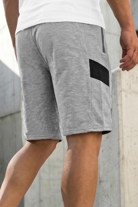 Pantaloni scurți sport pentru bărbați, cu detalii în culori contrastante CHRISTIANO GREY, Culoare: gri, IVET.RO - Reduceri de până la -80%