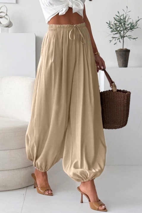 Pantaloni de vară pentru femei, model de tip balon, cu talie înaltă DALYNA BEIGE, Culoare: bej, IVET.RO - Reduceri de până la -80%