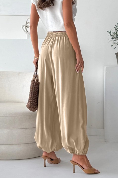 Pantaloni de vară pentru femei, model de tip balon, cu talie înaltă DALYNA BEIGE, Culoare: bej, IVET.RO - Reduceri de până la -80%