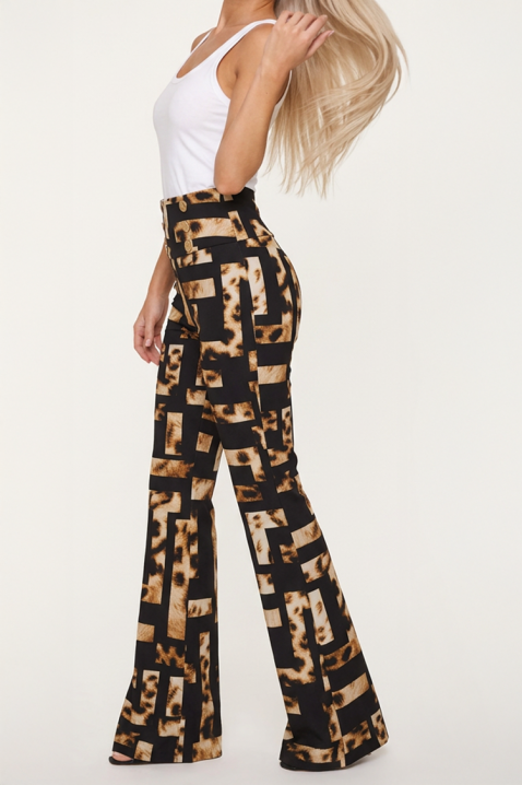 Pantaloni stilizați cu imprimeu grafic REMYNA BLACK, Culoare: multicolor, IVET.RO - Reduceri de până la -80%