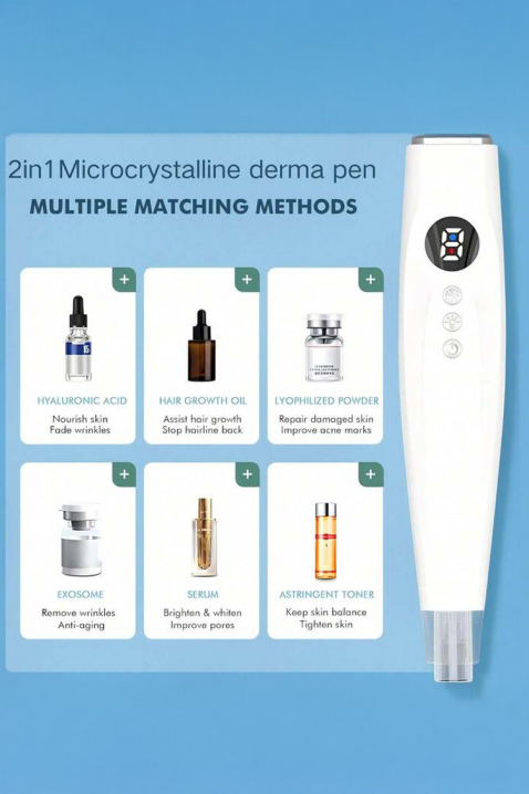 Aparat electric pentru față cu funcție de masaj și lumină LED cu 9 trepte de intensitate DERMA PEN, Culoare: alb, IVET.RO - Reduceri de până la -80%