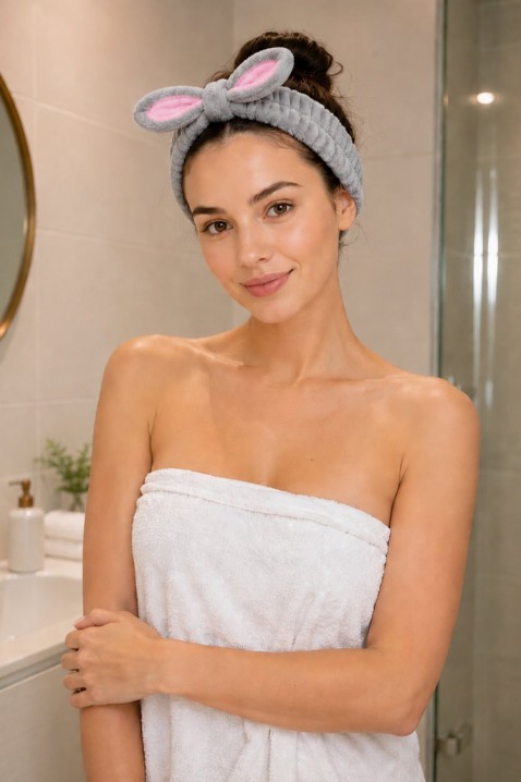 Bentiță cosmetică din pluș pentru păr BENIATA GREY, Culoare: gri, IVET.RO - Reduceri de până la -80%