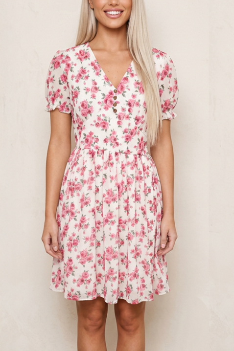 Rochie scurtă cu decolteu în V și mâneci bufante MELAVINA FUCHSIA, Culoare: fuchsia, IVET.RO - Reduceri de până la -80%