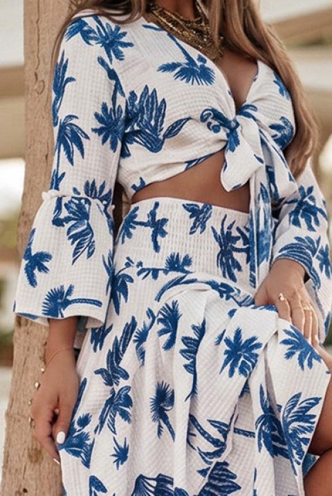 Set de damă cu top cu legare și fustă maxi aerisită RAMORIA BLUE, Culoare: albastru, IVET.RO - Reduceri de până la -80%